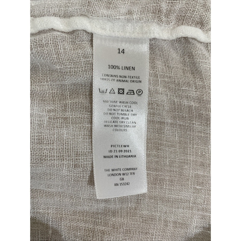 The White Company 100% Linen Blouse Top Size 10 White Pintuck Gauze Peasant Boho - Picture 15 of 15
